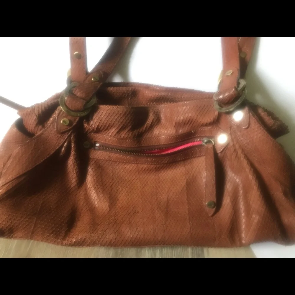 ELAINE TURNER snakeskin brown purse